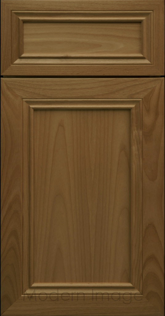 Corona Flat Panel Kitchen Cabinet in Perfect Brown Stain with mitered molding